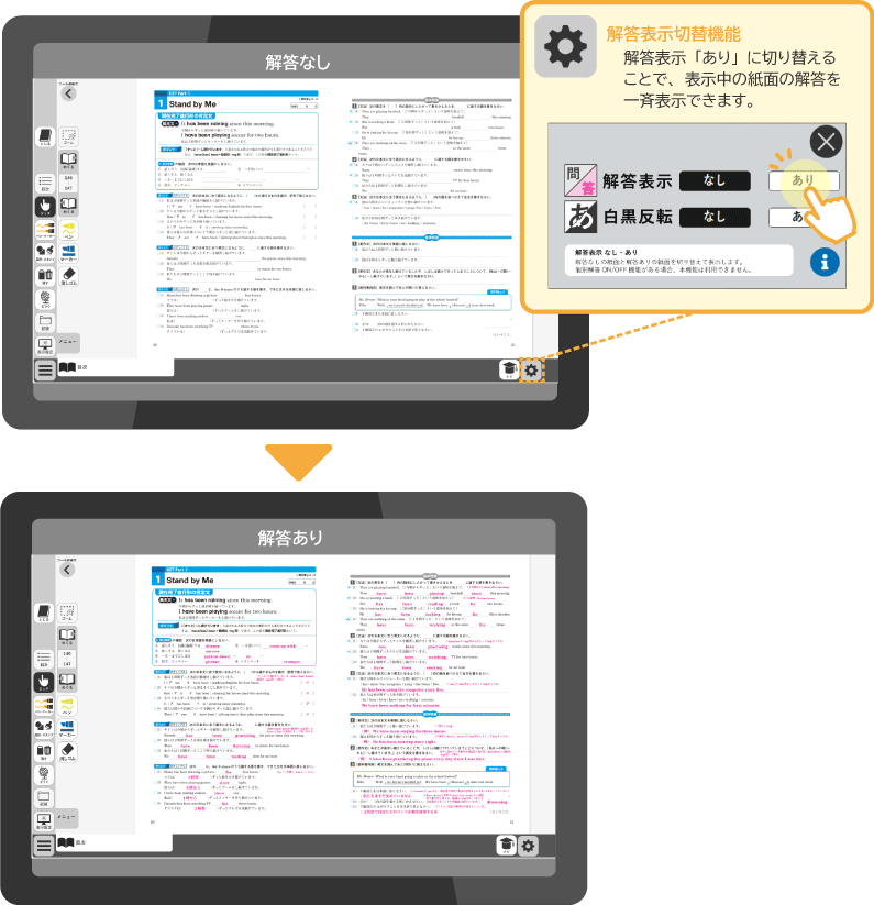 解答ON/OFF機能付きのイメージ