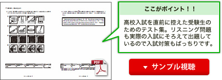 高校入試を直前に控えた受験生のためのテスト集。リスニング問題も実際の入試にそろえて出題しているので入試対策もばっちりです。