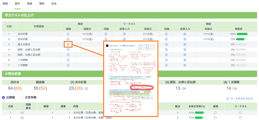 解説動画（中学生のみ）