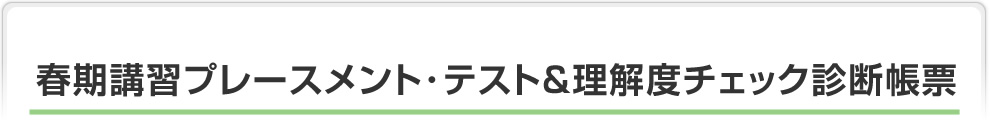 春期講習プレースメント・テスト＆理解度チェック診断帳票