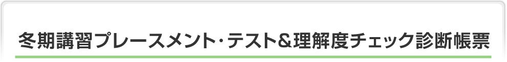 冬期講習プレースメント・テスト＆理解度チェック診断帳票