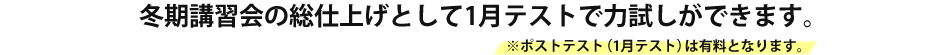 冬期講習会の総仕上げとして1月テストで力試しができます。