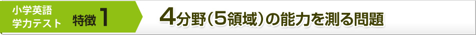 特徴1：４分野（５領域）の能力を測る問題