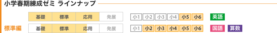 小学春期練成ゼミ ラインナップ