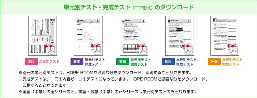 単元別テスト・完成テストのダウンロード